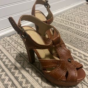 LC Lauren Conrad Brown Leather Heel Sandal
